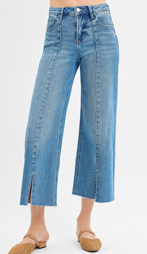 Risen Plus Tummy Control Mid Rise Crop Wide Front Slit