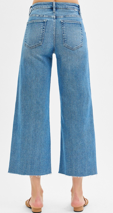 Risen Plus Tummy Control Mid Rise Crop Wide Front Slit