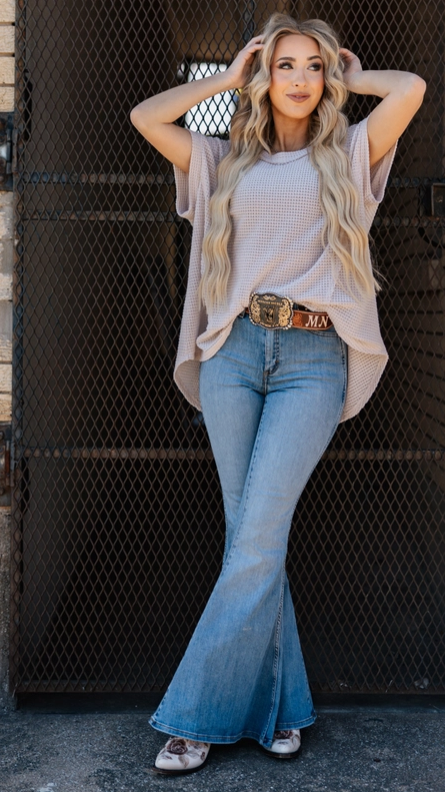 Plus Size Round Neckline Crochet Poncho Sleeve Top