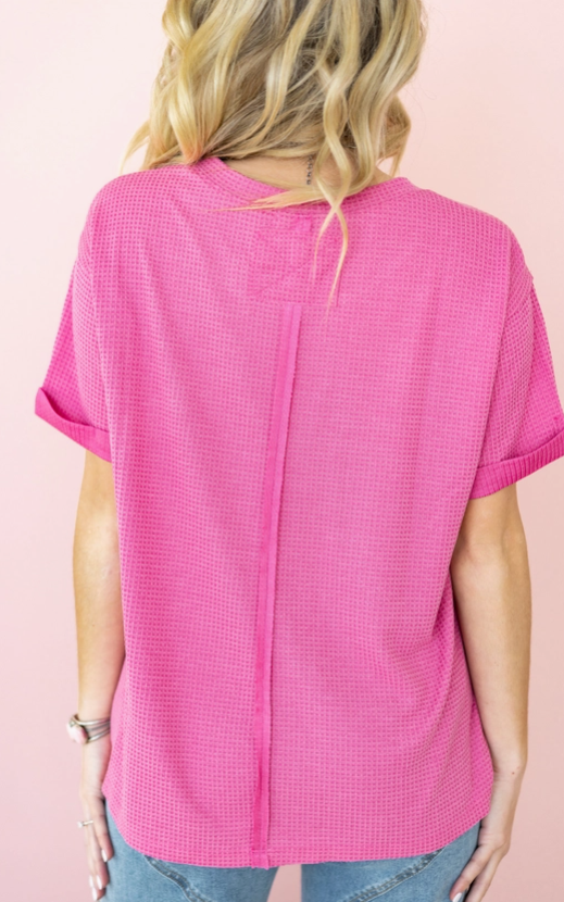 Short Sleeve Two-Tone Thermal Top