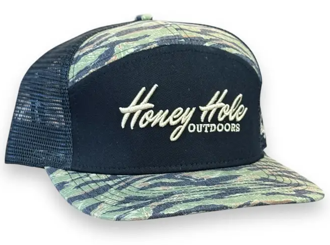 Honey Hole 7 Panel Flatbill - Heritage - Tiger Camo