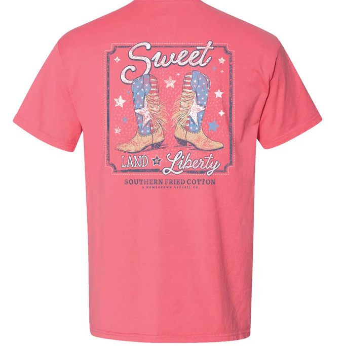 Southern Fried Cotton Sweet Liberty Boots pocket tee