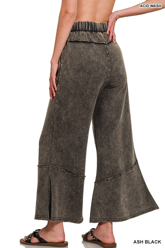 Zenana Exposed Flare Hem Pants With Pockets