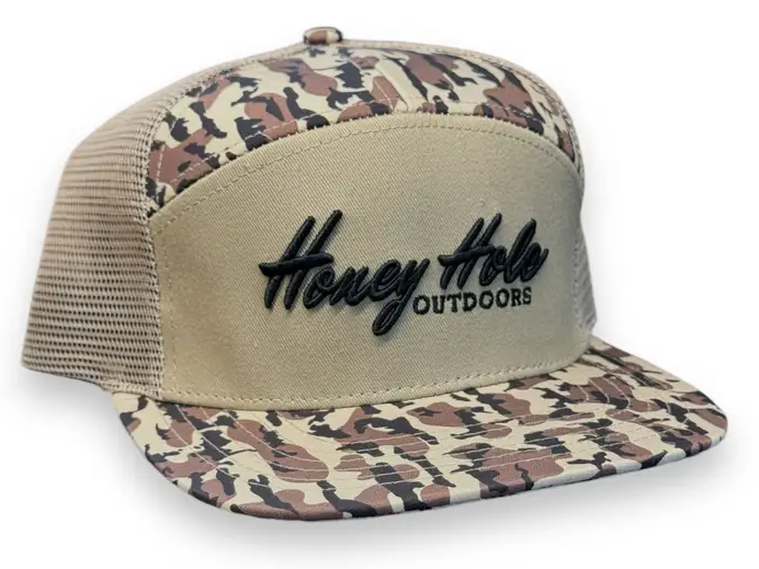 Honey Hole 7 Panel Flatbill - Heritage - Duck Boat Camo