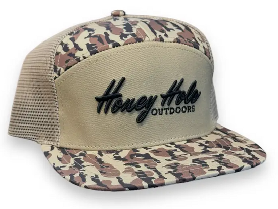 Honey Hole 7 Panel Flatbill - Heritage - Duck Boat Camo