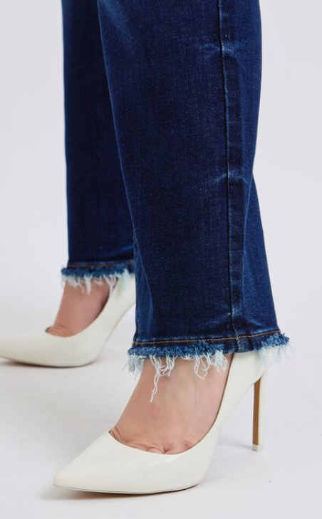 Judy Blue Mid Rise Straight Leg with Fray Hem - Plus