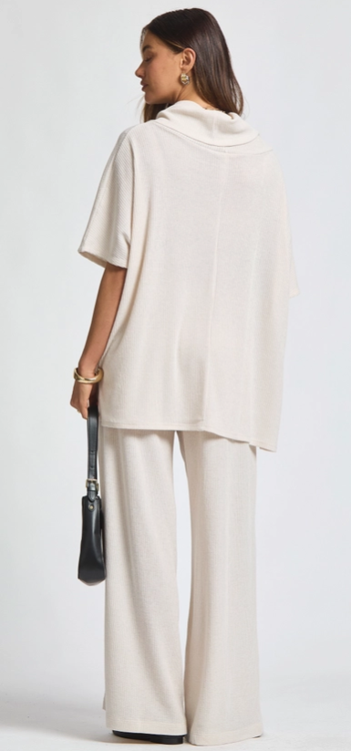 Cowl Neck Top + Relaxed Pants 2 Piece Set