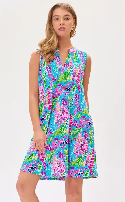 Floral Print Lizzy Back Pleat Detail Mini Dress