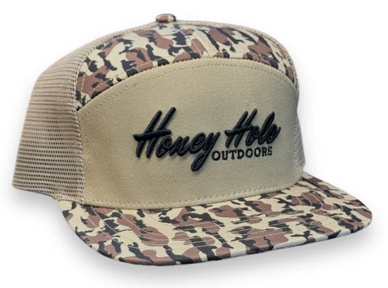 Honey Hole 7 Panel Flatbill - Heritage - Duck Boat Camo