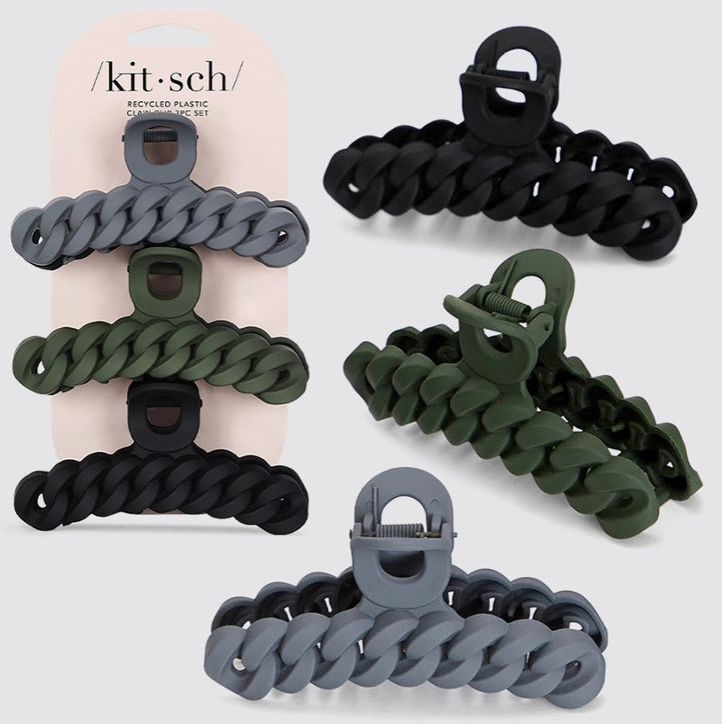 Eco-Friendly Chain Claw Clip 3pc Set - Neutral