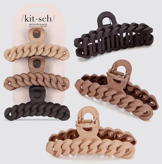 Eco-Friendly Chain Claw Clip 3pc Set - Neutral