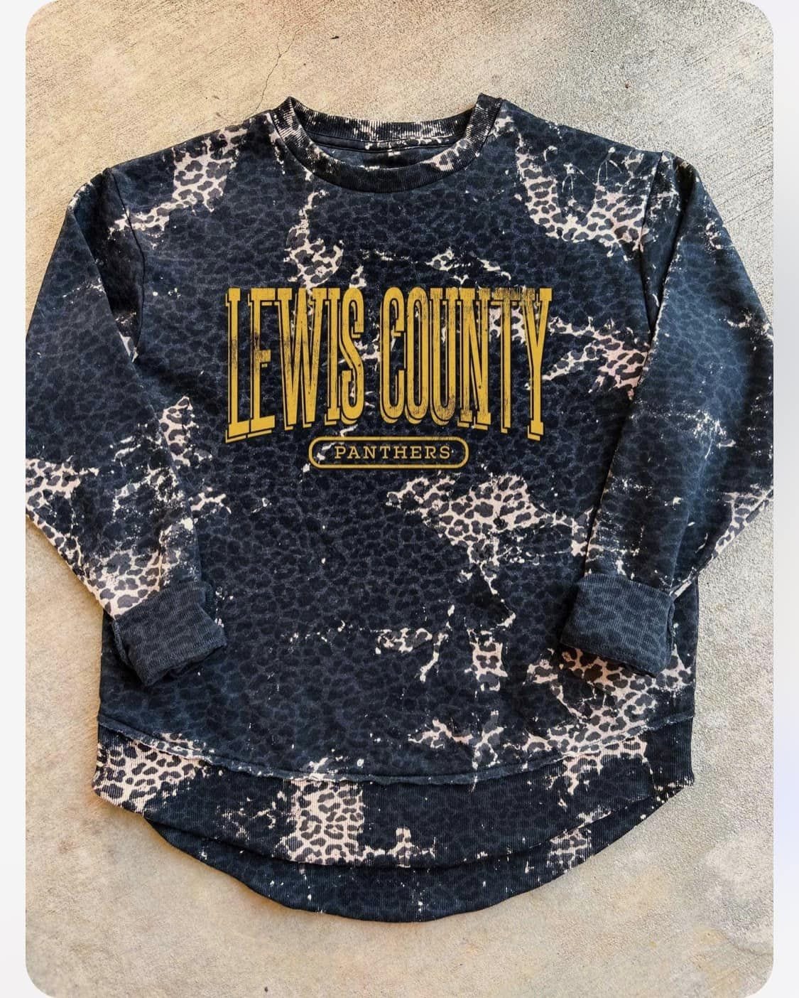 Lewis County Panthers bleached leopard scoop sweat shirt Shop Originals