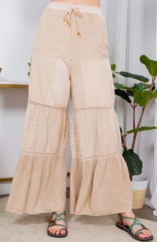 Artisanal Patchwork Flared Pants - Boho Chic Elegance