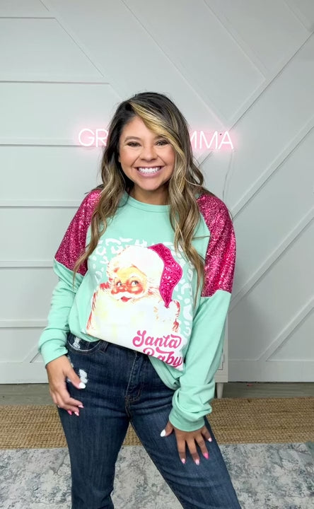 Load and play video in Gallery viewer, Santa Baby Mint Sweatshirt
