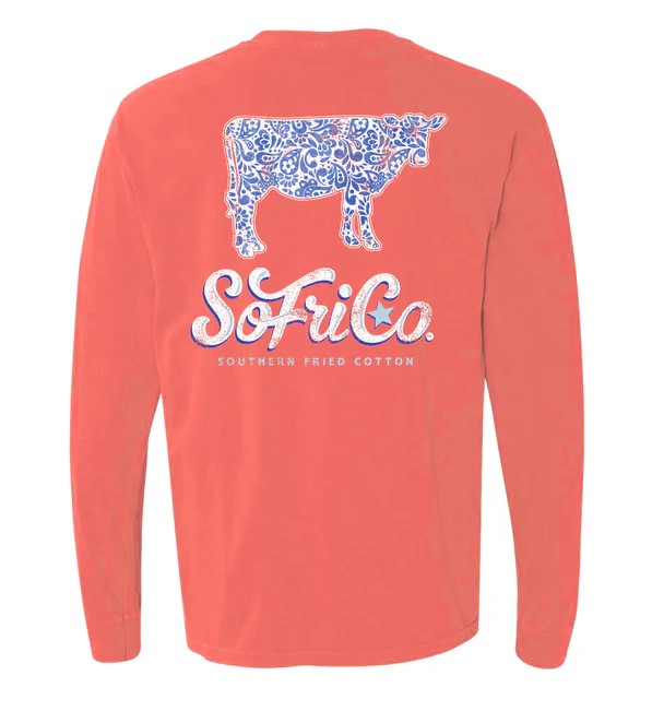 Southern Fried Cotton Paisley Cow Long Sleeve tee