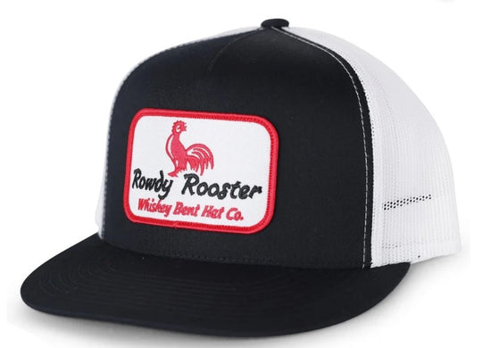 Whiskey Bent Rowdy Rooster Black/White Trucker Hat