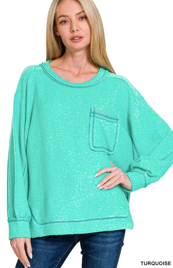 Zenana PLUS BRUSHED HACCI HI-LOW ROUND NECK SWEATER