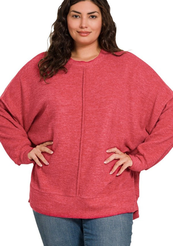 Zenana PLUS BRUSHED MELANGE HACCI OVERSIZED SWEATER