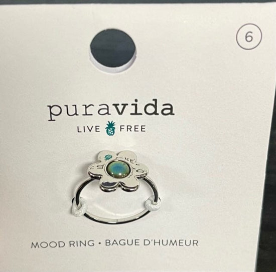 Puravida Flower Mood Ring Silver 6 Jewelry Puravida