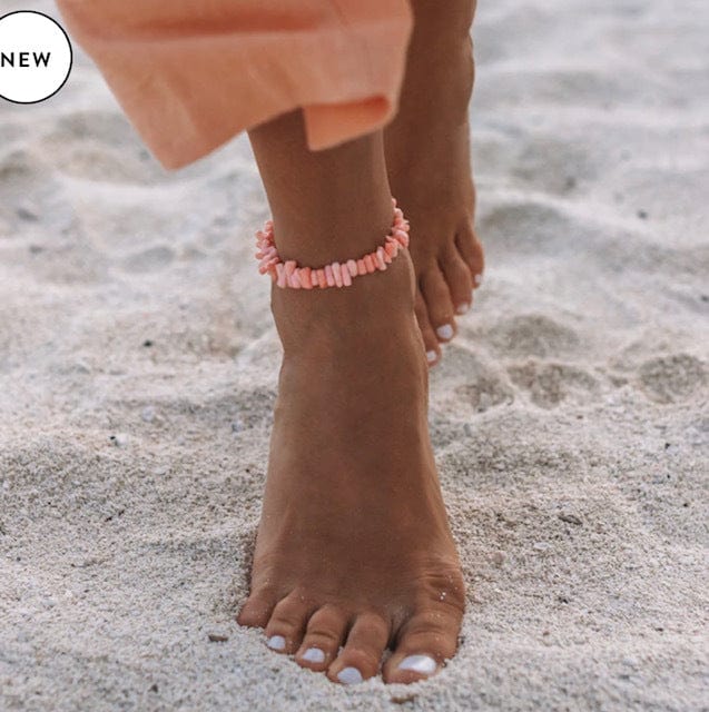 PURAVIDA PINK CORAL CHAIN ANKLET Shop on Main Street