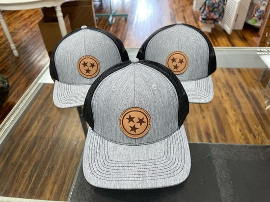 Load image into Gallery viewer, TRI STAR Leather patch hats Gray Shop on Main Street
