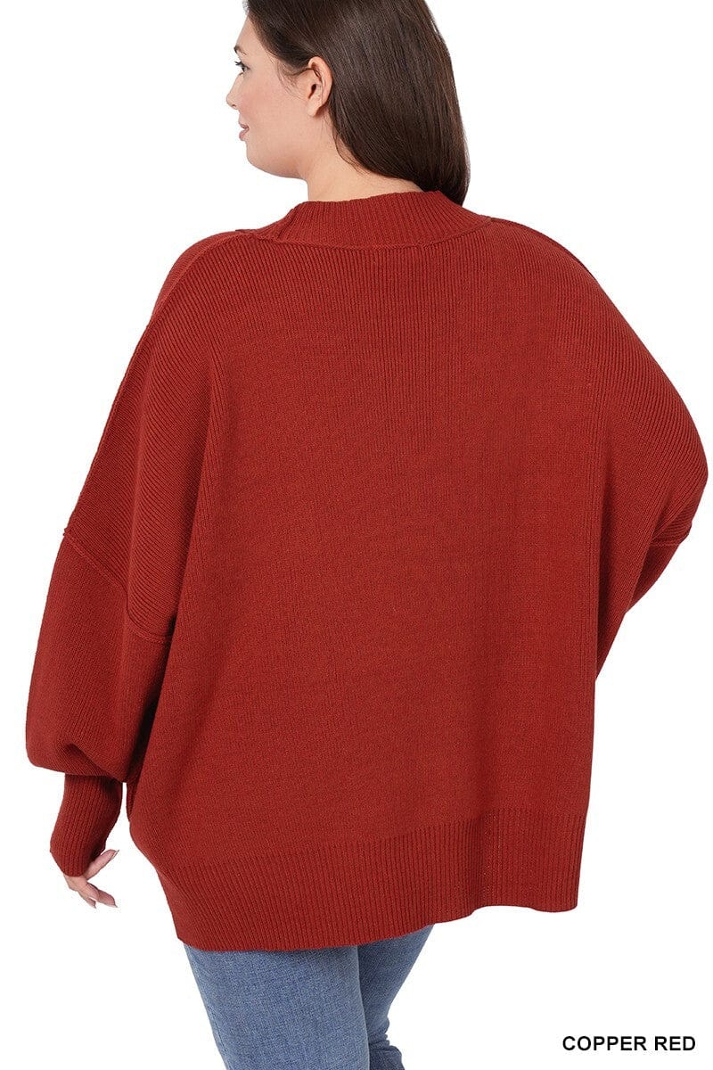 Zenana Plus Side Slit Oversized sweater Zenana