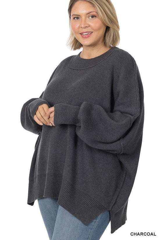 Zenana Plus Side Slit Oversized sweater Zenana