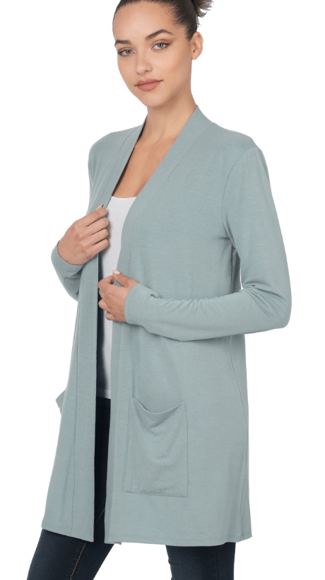 Load image into Gallery viewer, Zenana Slouchy Pocket Open cardigan S / Blue Gray Shop on Main Street
